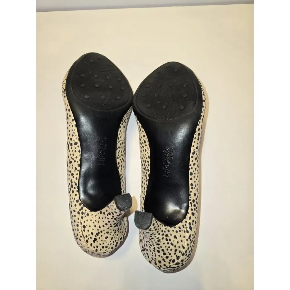 Life Stride US Womens Size 10M Kitten Heels Pumps Dress Shoes Leopard Spots EUC